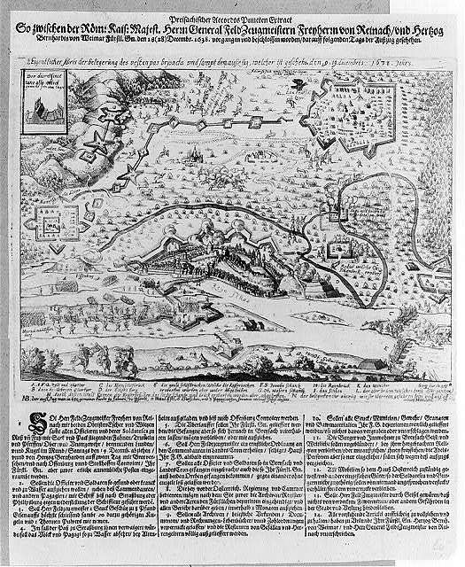 Preisachischer Accordts Puncten Extract so zwischen der Röm. Kais. Majest. Herrn General FeldZeugmeistern Freyherrn von Reinach vnd Hertzog Bernardts von Weimar Fürstl. Gn. den 18 (28) Decembr. 1638 vorgangen vnd beschlossen worden, darauff folgenden Tags der Aufzug geschehen