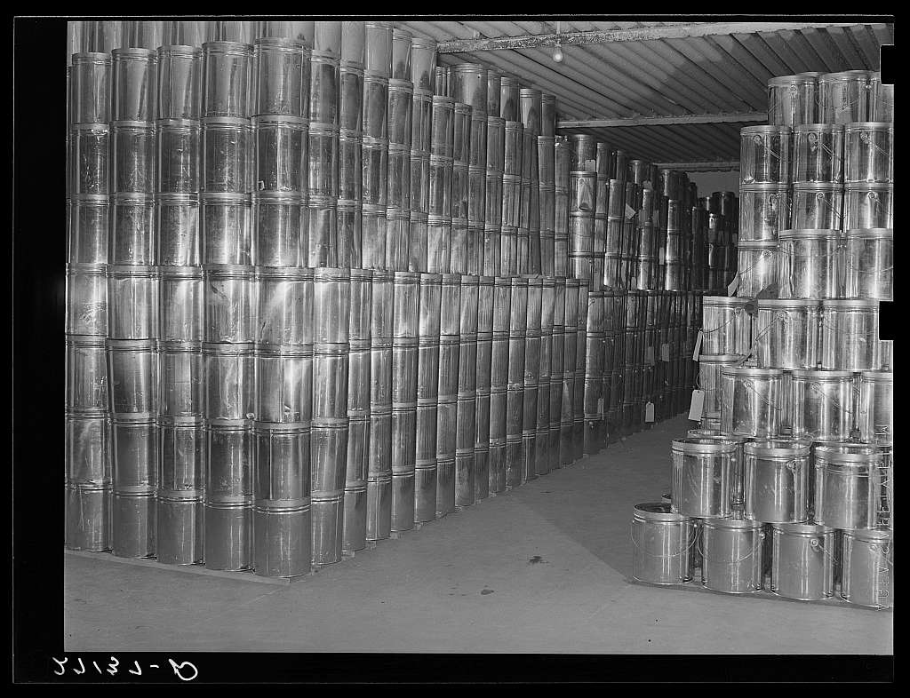 Frozen eggs in freezer room at cold storage warehouse. Jersey City, New Jersey