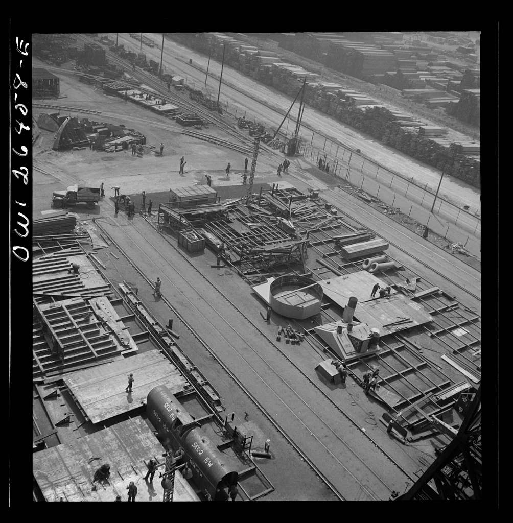 Bethlehem-Fairfield shipyards, Baltimore, Maryland. Part of the shipyard