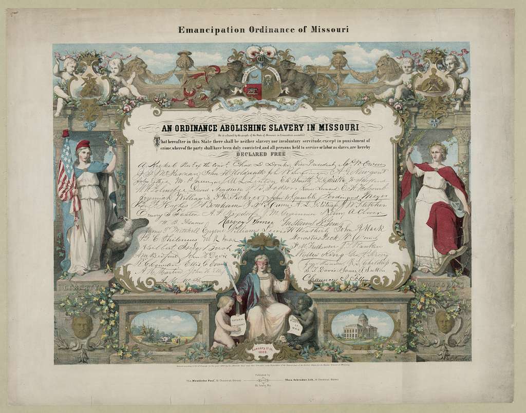 Emancipation Ordinance of Missouri. An ordinance abolishing slavery in Missouri / E. Knobel.