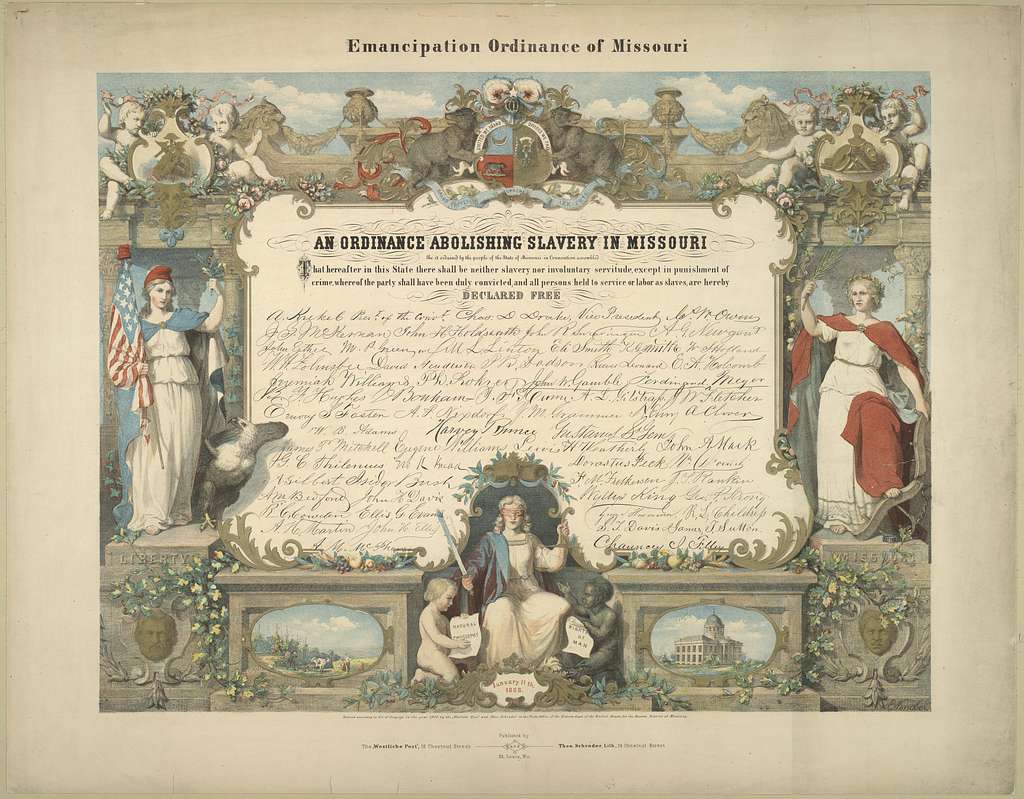 Emancipation Ordinance of Missouri. An ordinance abolishing slavery in Missouri / E. Knobel.