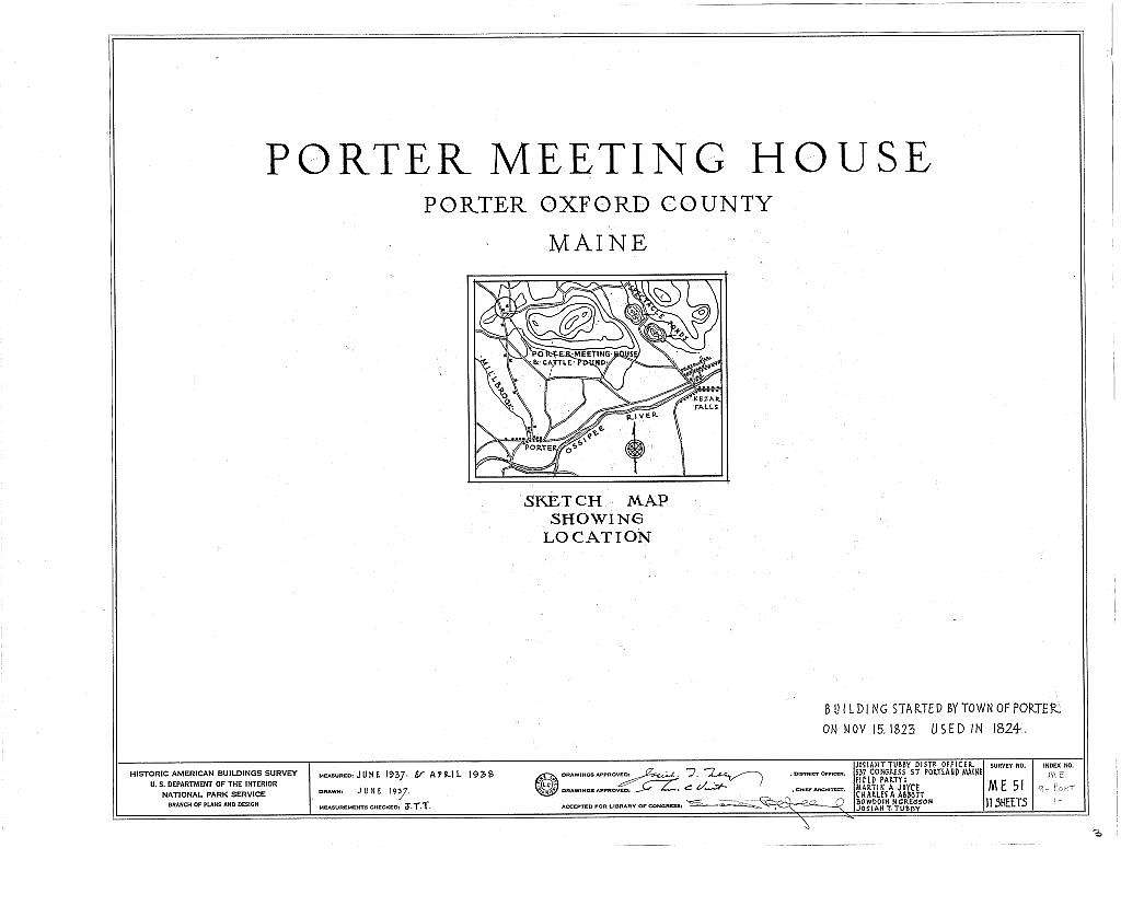 Porter Meeting House, Mill Brook, Porter, Oxford County, ME