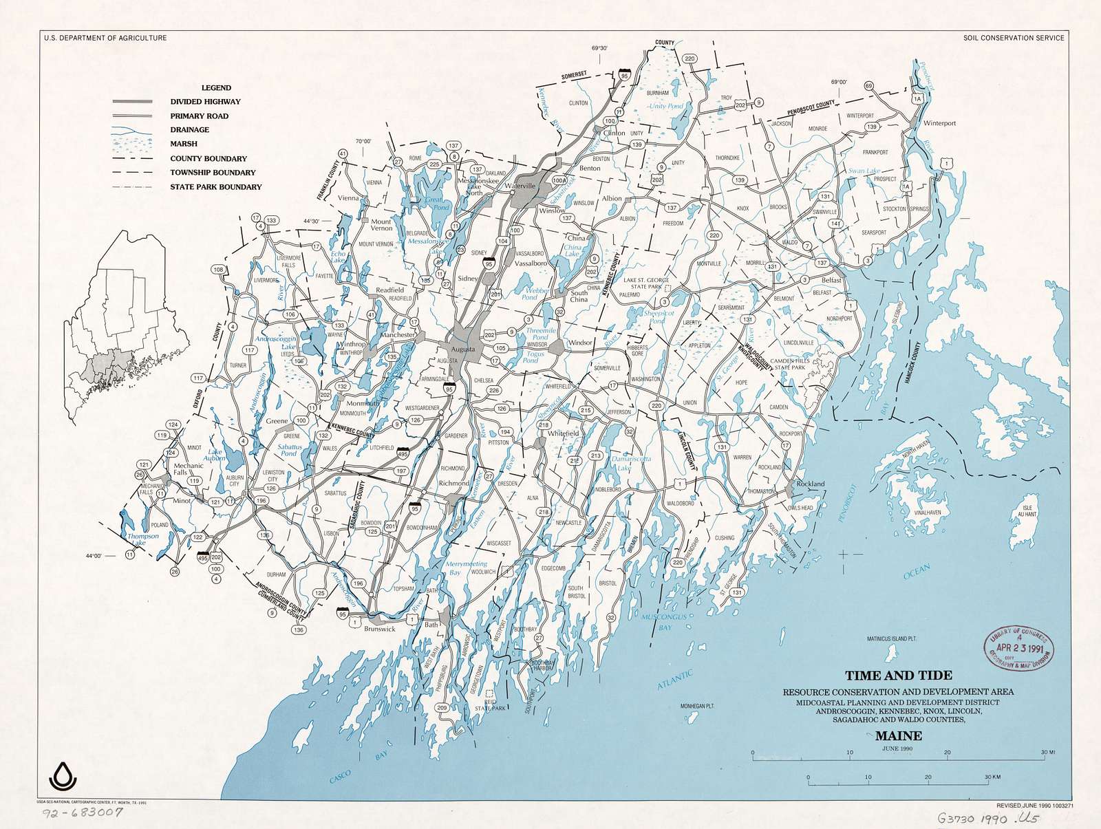 Time and Tide Resource Conservation and Development Area, Midcoastal Planning and Development District, Androscoggin, Kennebec, Knox, Lincoln, Sagadahoc, and Waldo counties, Maine : June 1990 /