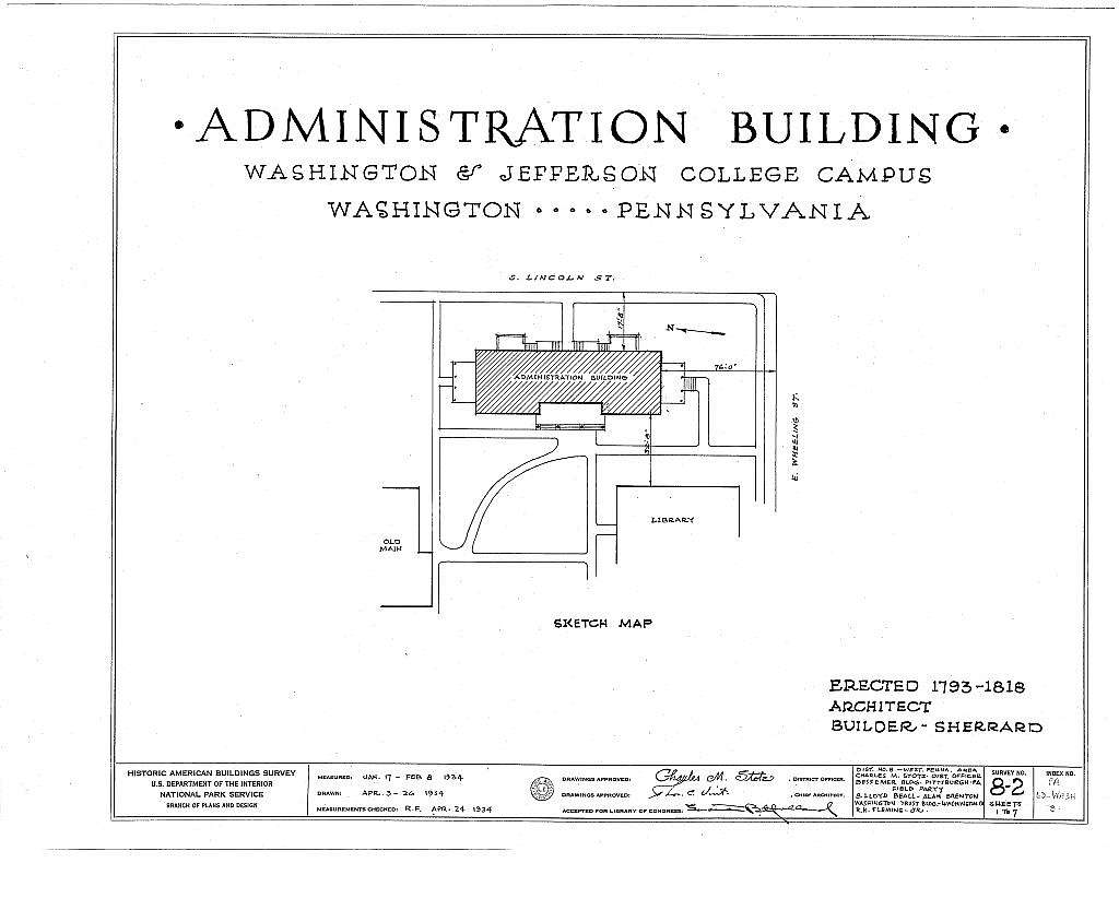 Washington & Jefferson College, Administration Building, Washington, Washington County, PA