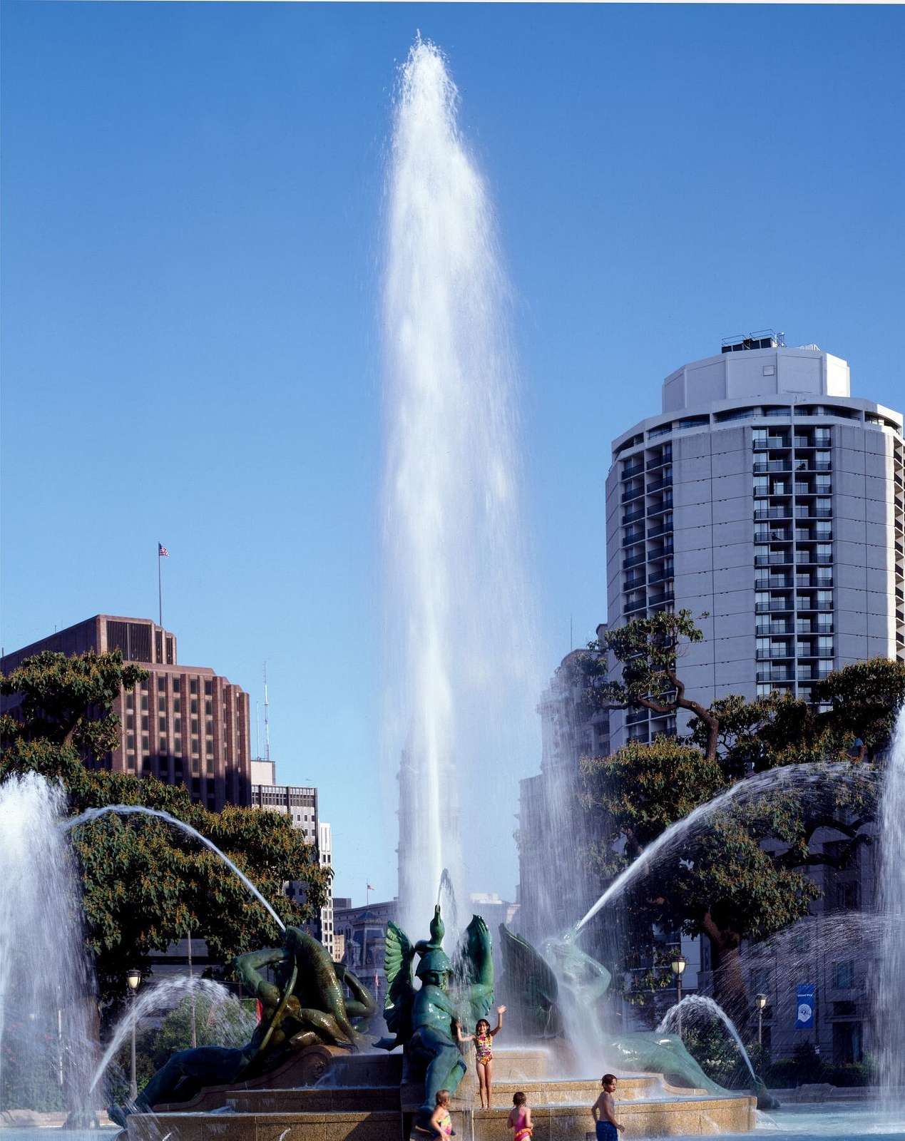 Swann Memorial Fountain (also known as the Fountain of the Three Rivers) is a fountain sculpture located in the center of Logan Circle, Philadelphia, Pennsylvania