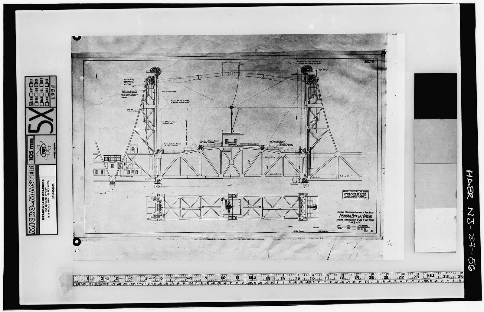 Central Railroad of New Jersey, Newark Bay Lift Bridge, Spanning Newark Bay, Newark, Essex County, NJ