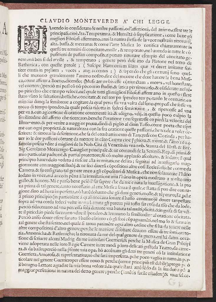Madrigali gverrieri, et amorosi con alcuni opuscoli in genere rappresentatiuo, che saranno per breui episodij frà i canti senza gesto, libro ottavo