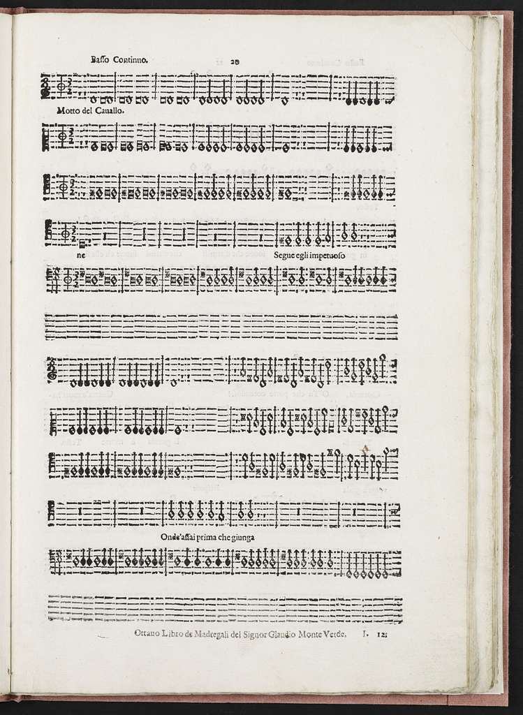 Madrigali gverrieri, et amorosi con alcuni opuscoli in genere rappresentatiuo, che saranno per breui episodij frà i canti senza gesto, libro ottavo