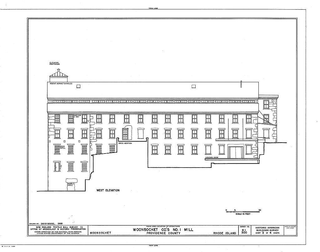 Woonsocket Company, Number 1 Mill, 100 Front Street, Woonsocket, Providence County, RI